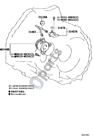 Toyota Corolla E160 E170 (2013–) Sankabos išjungimo cilindras – schema