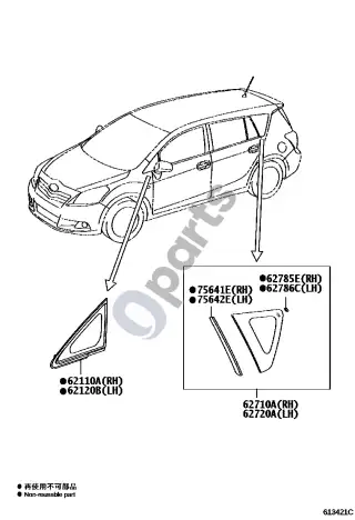 Toyota Verso (2009–2018) Šoninis langas – schema