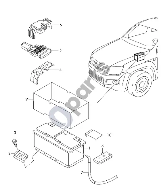 Volkswagen Amarok akumuliatorius – schema