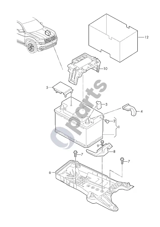 Volkswagen Atlas akumuliatorius – schema
