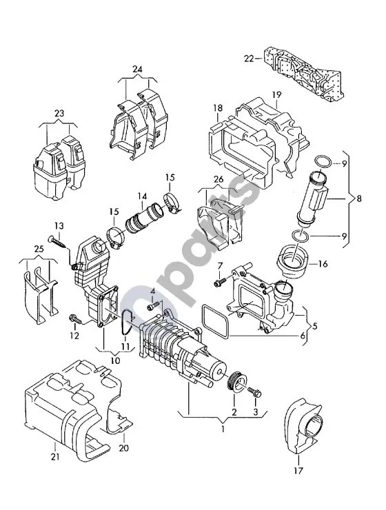 Volkswagen Beetle A5 kompresorius – schema