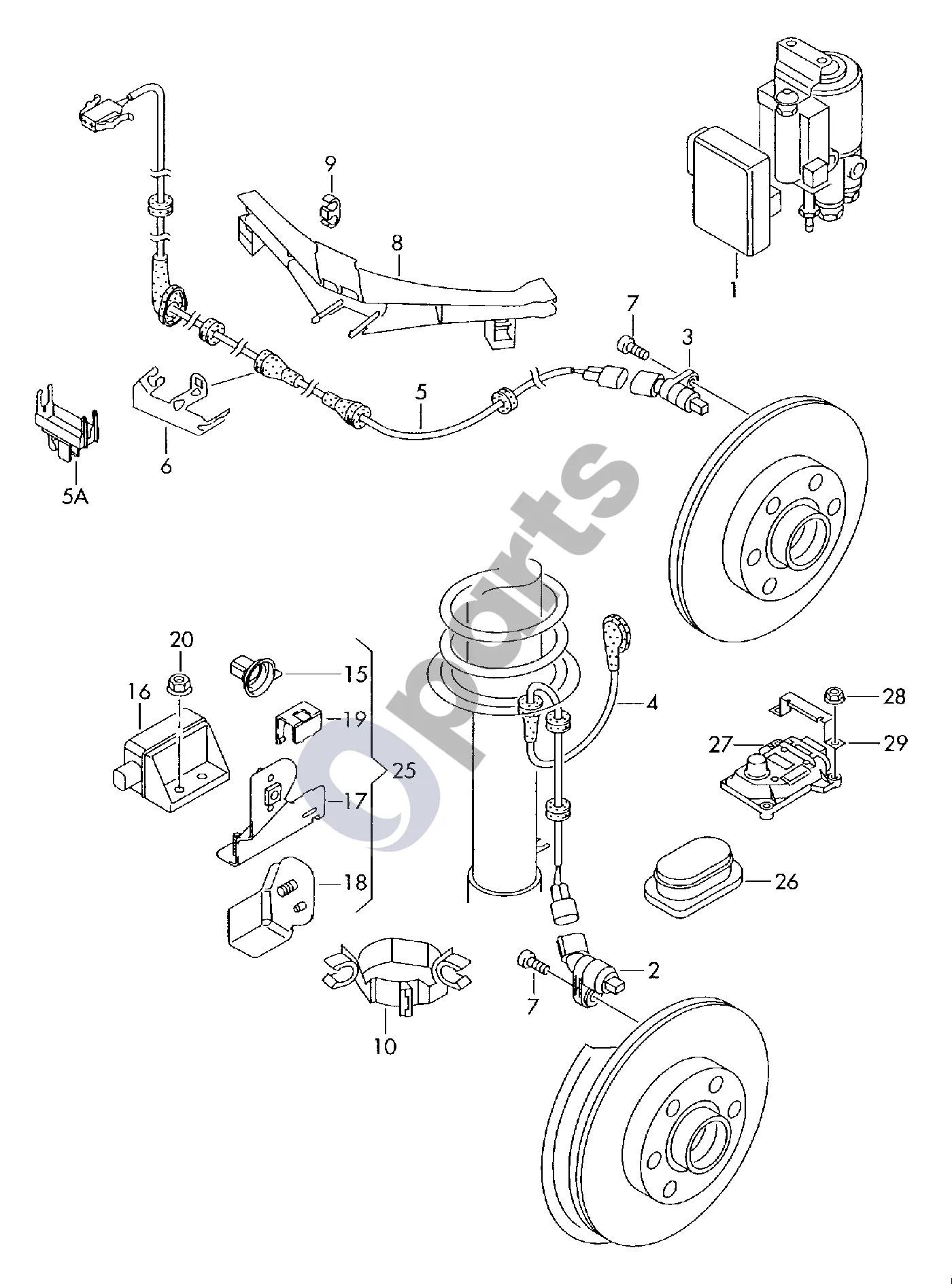 Volkswagen Bora (1998–2005) ABS valdymo blokas schema – Combi sensor for acceleration and yaw rate F 1J-1-220 002>>*