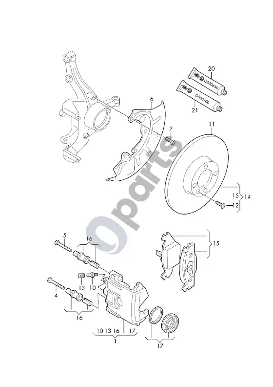 Volkswagen Bora diskinis stabdys – schema