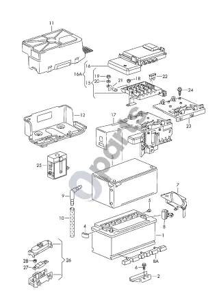 Volkswagen Caddy (1996–2003) Akumuliatorius – schema