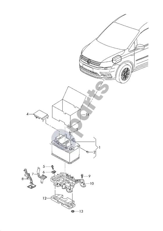 Volkswagen Caddy akumuliatorius – schema