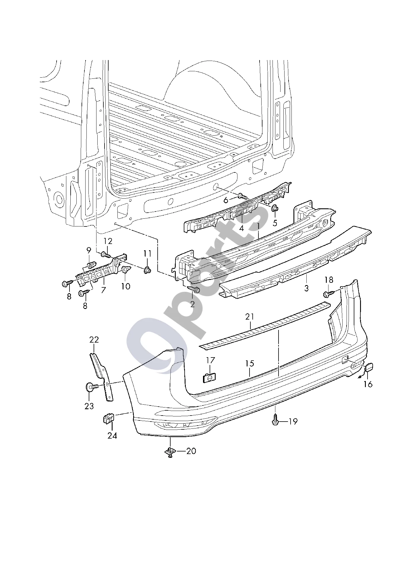 Volkswagen Caddy (2020–) Bamperis schema – pozicija 3: Putų užpildo detalė