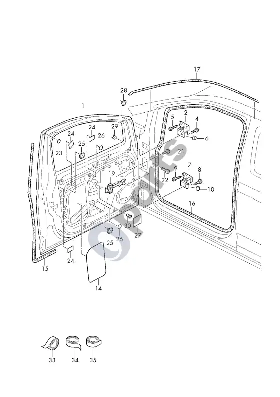 Volkswagen Caddy durys – schema