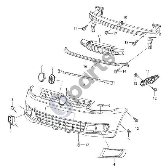 Volkswagen Caddy bamperis – schema