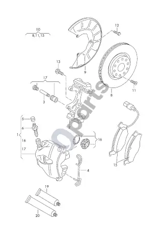 Volkswagen Caddy (2011–2016) Diskinis stabdys – schema