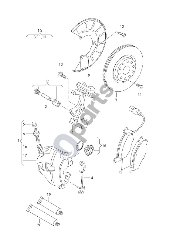 Volkswagen Caddy diskinis stabdys – schema