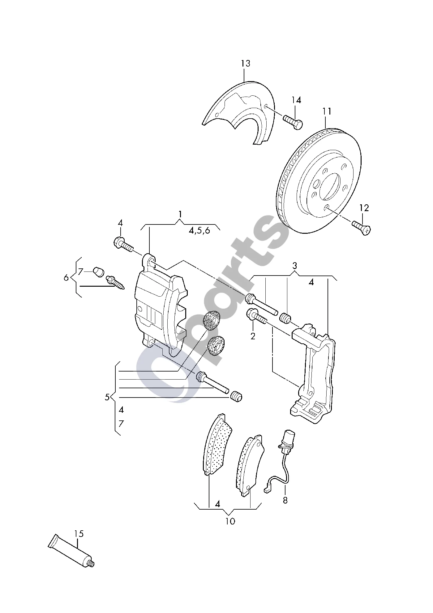 Volkswagen Crafter (2017–) Diskinis stabdys schema – pozicija 8: Kontaktai