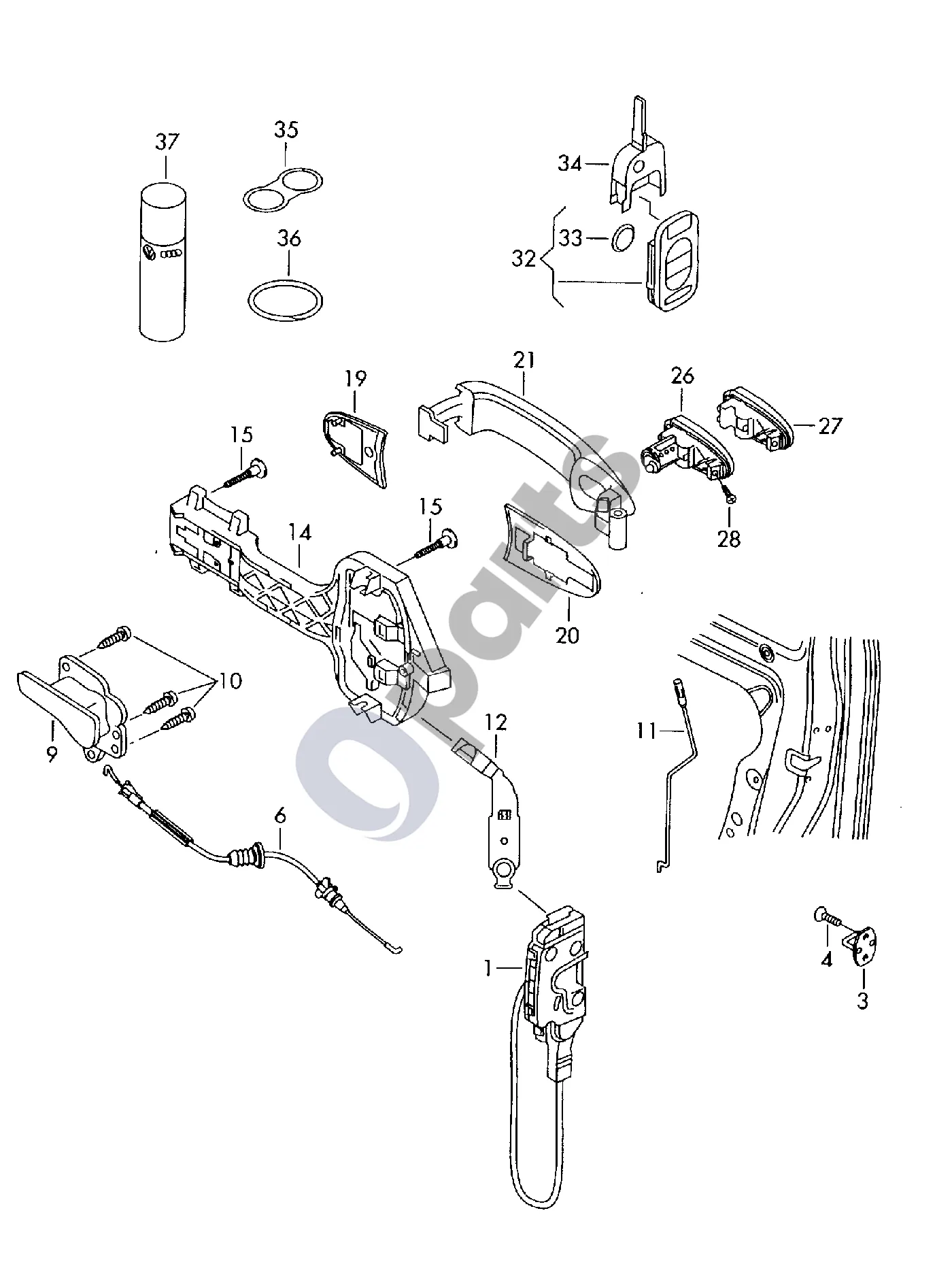 Volkswagen Crafter (2006–2016) Durų spyna schema – Siųstuvas nuotoliniu būdu valdomam centriniam užraktui