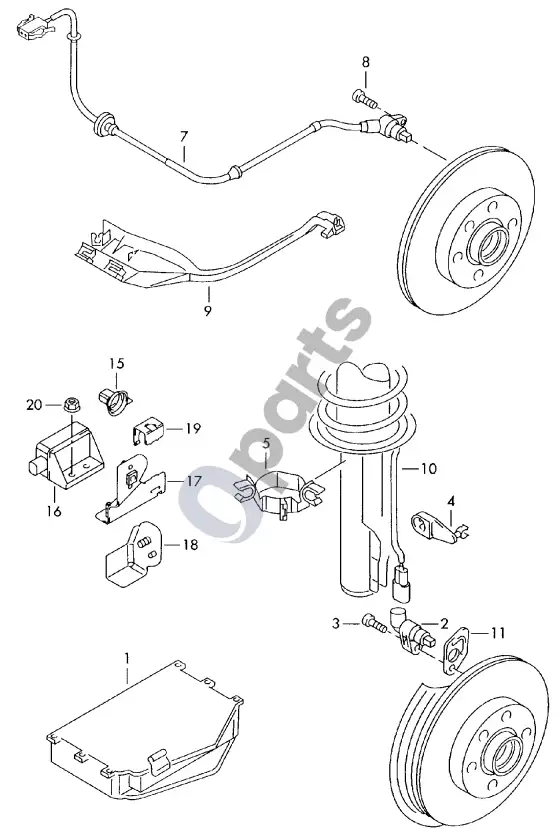 Volkswagen Derby II control unit for abs; peed sensor; and/or; electronic stabilisation program -esp- – schema