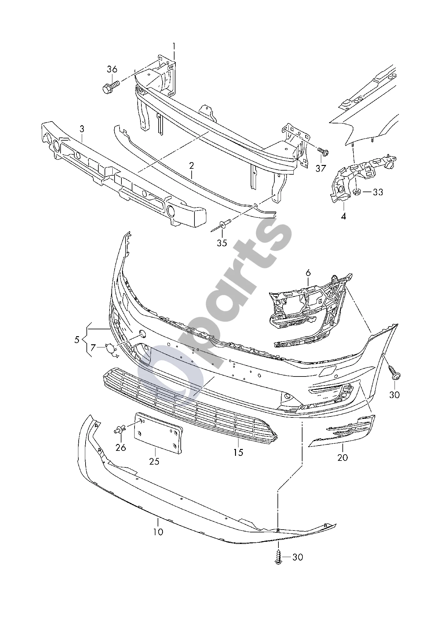 Volkswagen e-Golf (2014–) Bamperis schema – pozicija 4: Kreipiamasis profilis