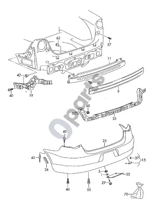 Volkswagen Eos (2006–2010) Bamperis – schema