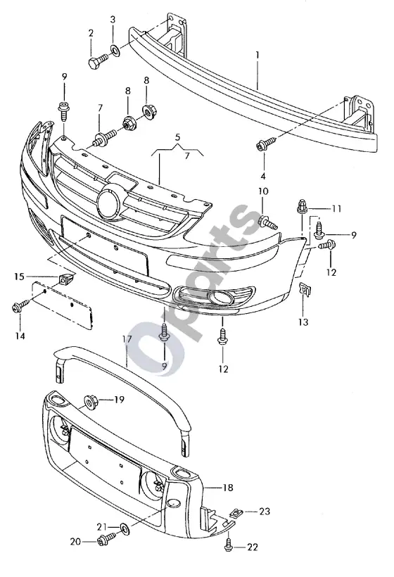 Volkswagen Fox bamperis – schema