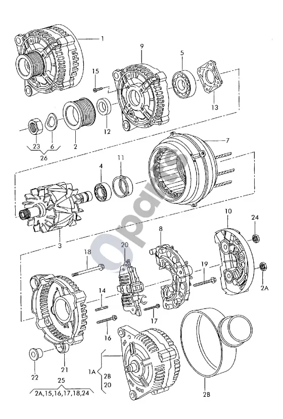 Volkswagen Fox generatoriaus versija – schema