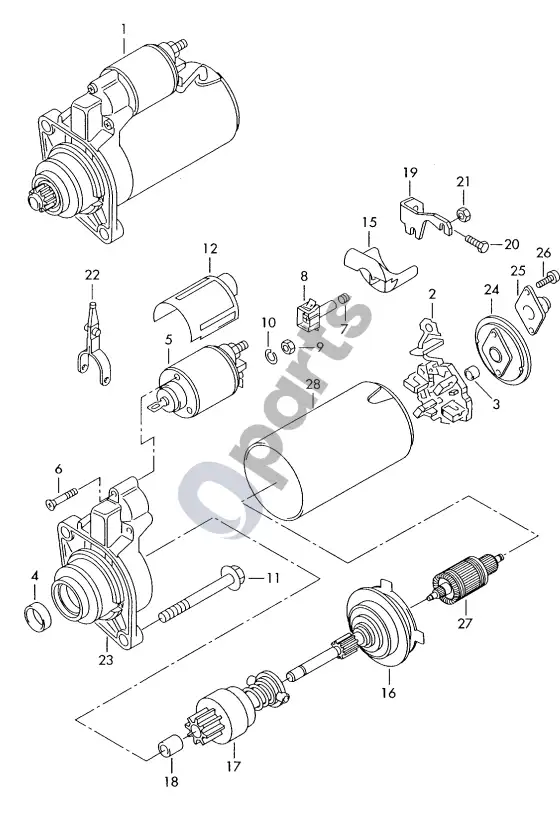 Volkswagen Golf IV starterio versija – schema