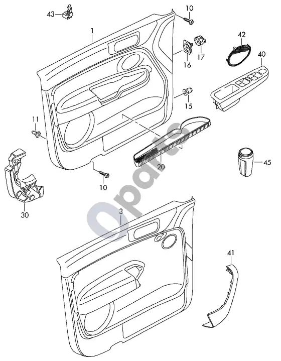 Volkswagen Golf Plus durų skydas – schema
