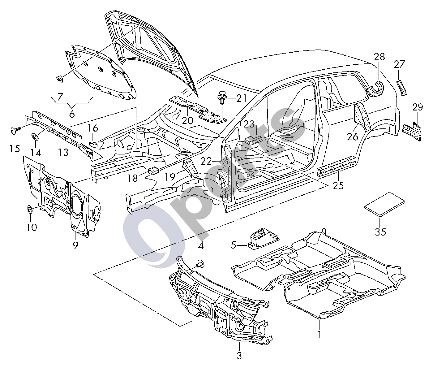 Volkswagen Golf VII (2013–2019) Garso slopintuvas schema – Pavarų perjungimo korpuso amortizatorius