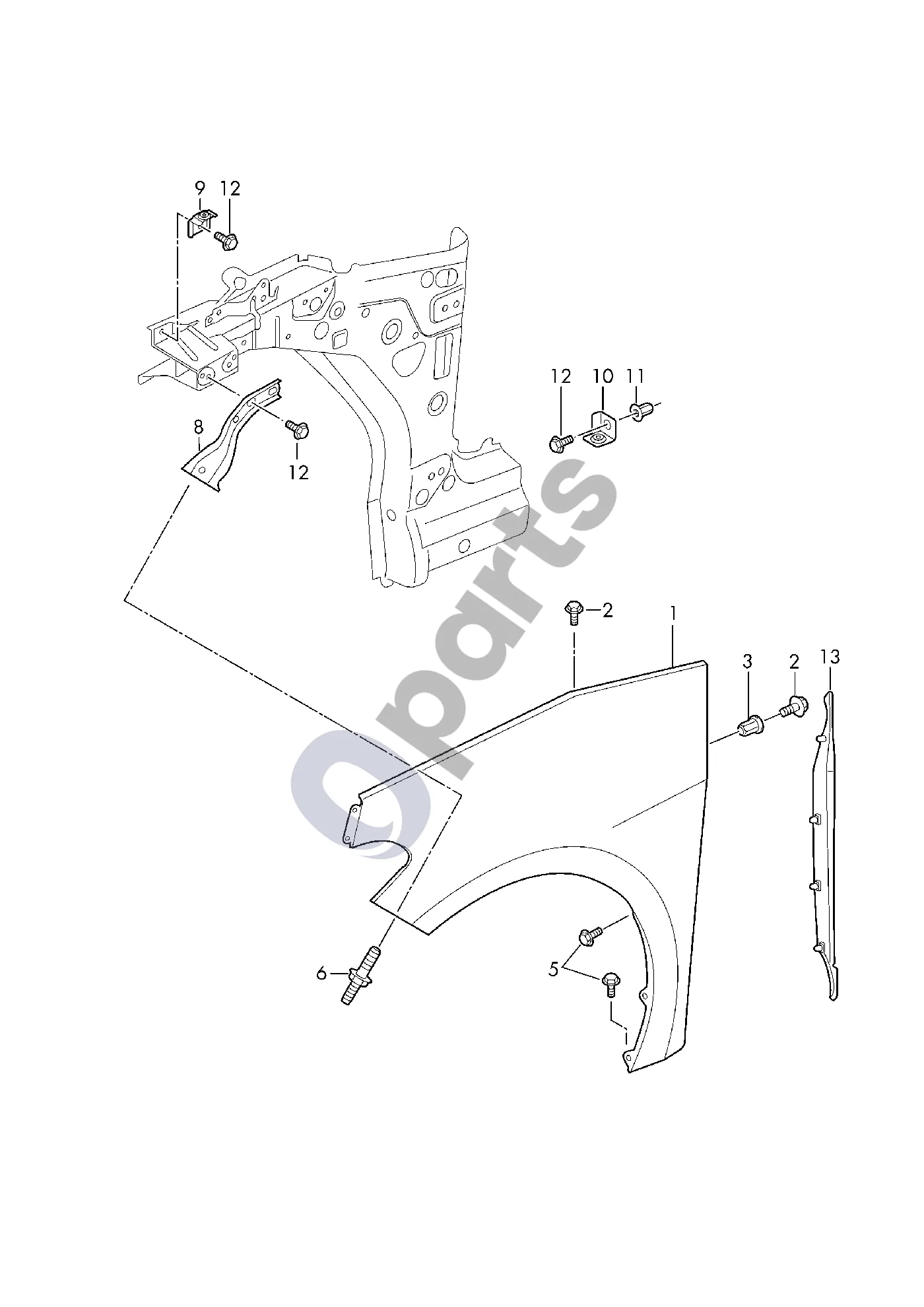 Volkswagen ID.3 (2019–) Sparnas schema – pozicija 13: Uždarymo elementas