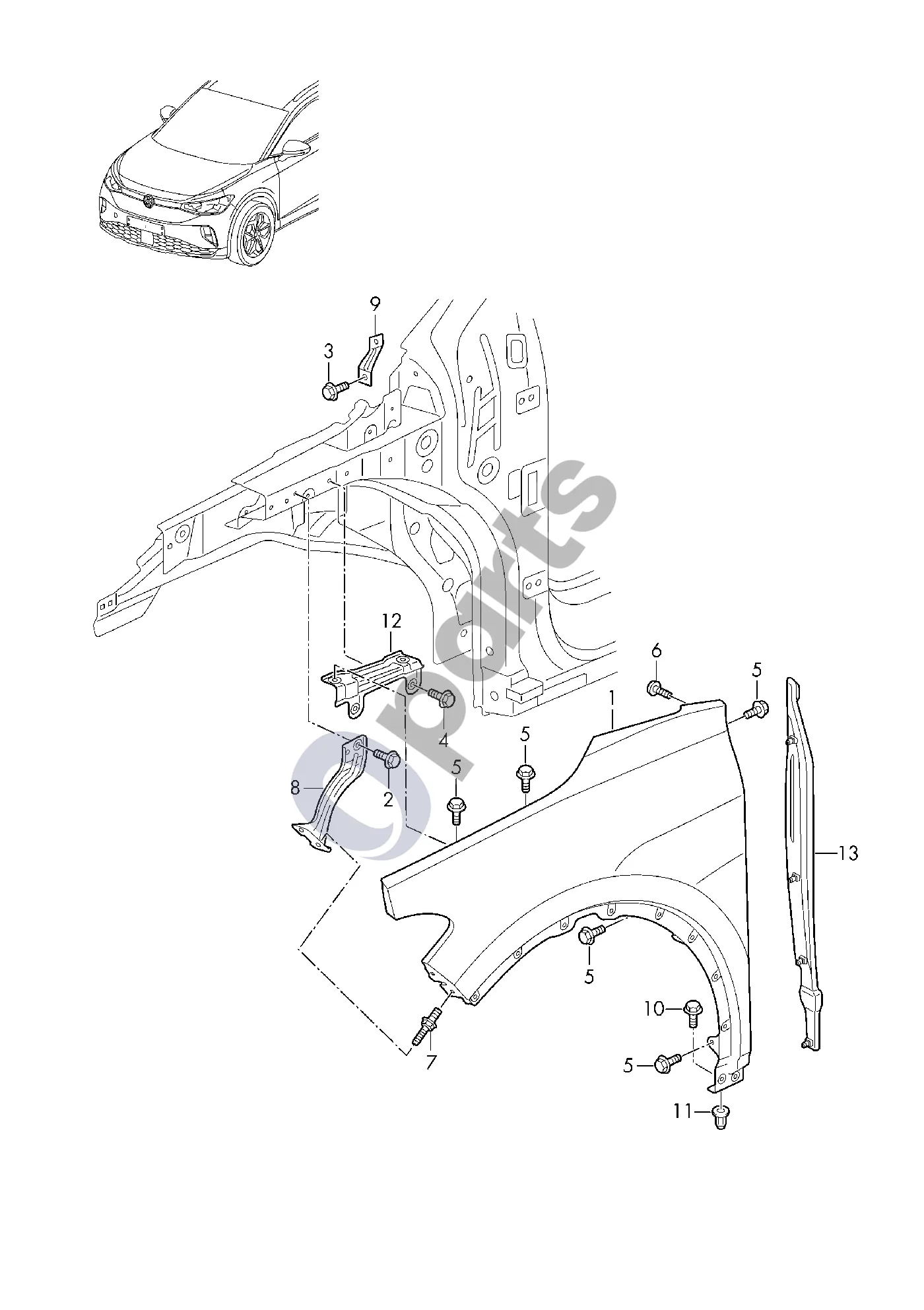 Volkswagen ID.4 (2020–) Sparnas schema – pozicija 13: Uždarymo elementas