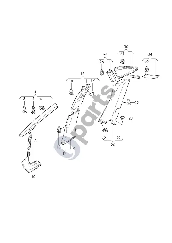 Volkswagen ID.7 statramščio apdaila – schema