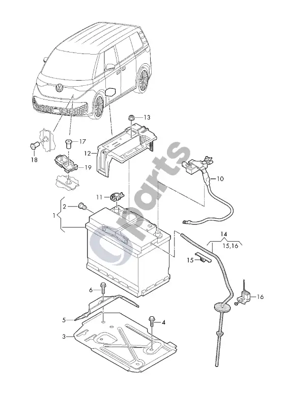 Volkswagen ID. Buzz akumuliatorius – schema