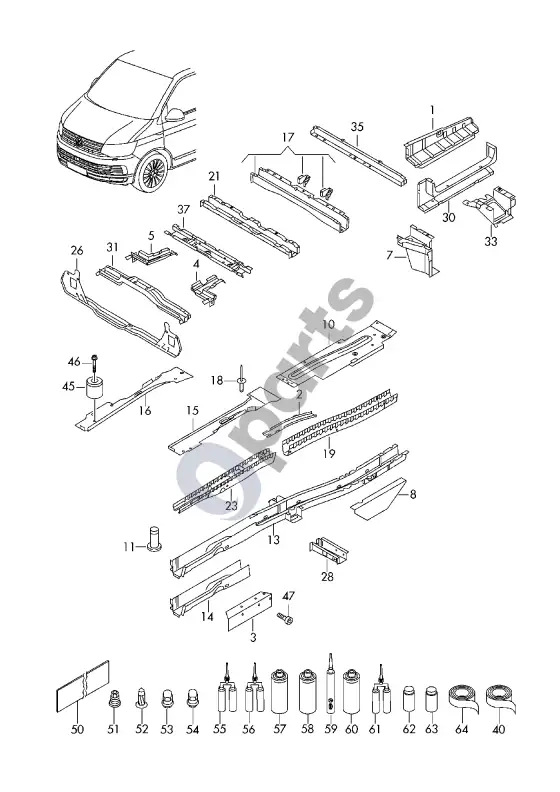 Volkswagen Multivan T6 rėmas – schema