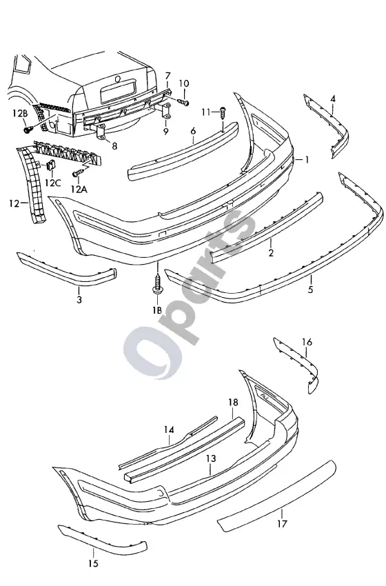 Volkswagen Passat B5.5 bamperis – schema