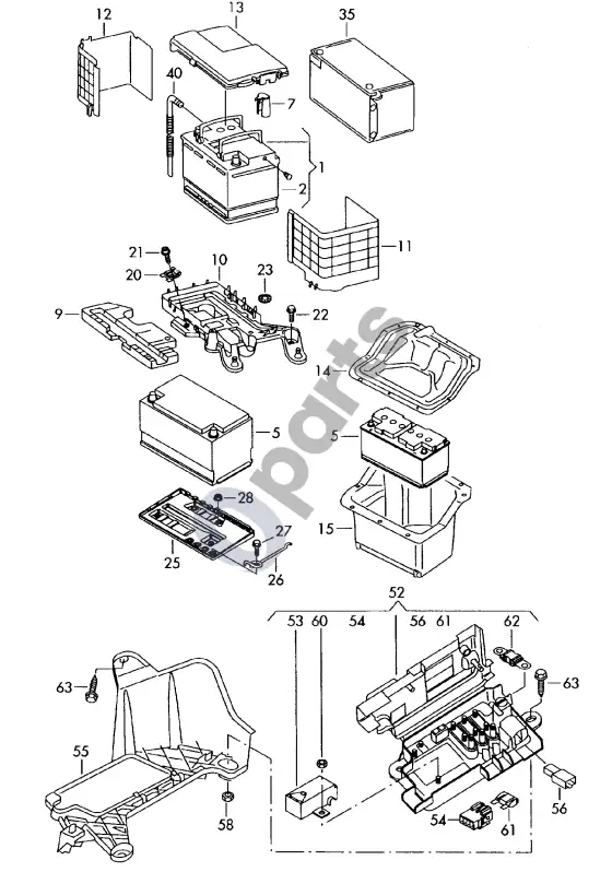 Volkswagen Passat B6 akumuliatorius – schema