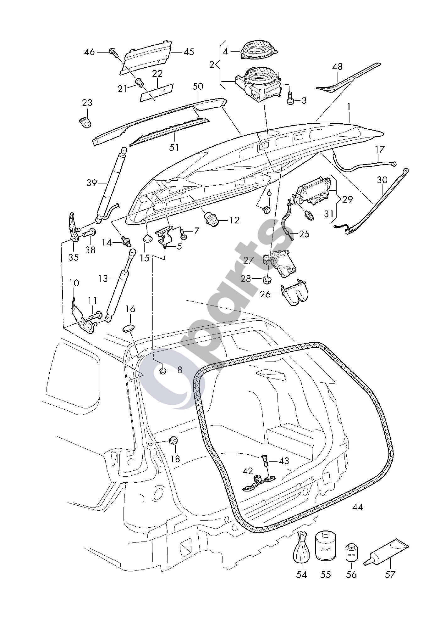 Volkswagen Passat B8 (2015–2023) Galinis dangtis schema – Galinio dangčio prispaudimo pagalbinės sistemos variklis D - 08.01.2018>>