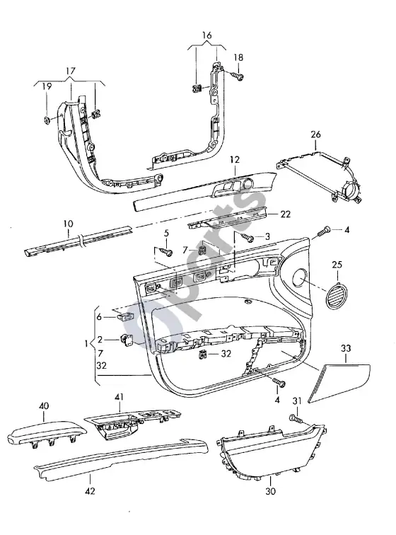 Volkswagen Phaeton durų skydas – schema
