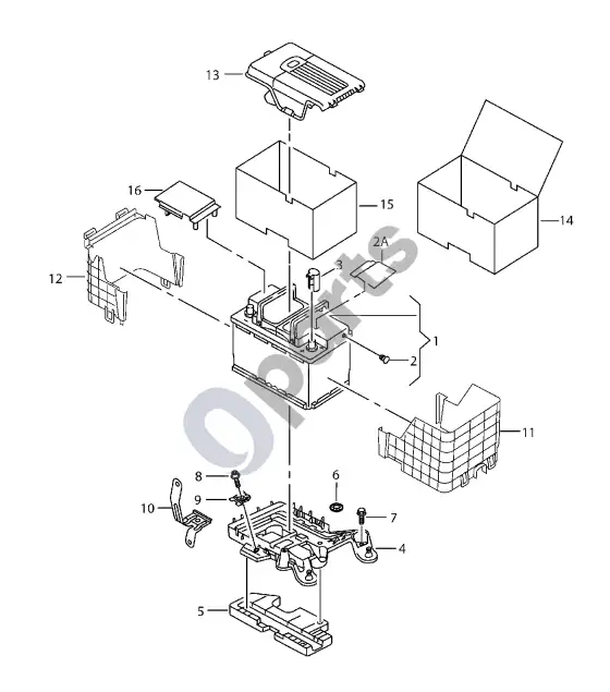 Volkswagen Scirocco akumuliatorius – schema