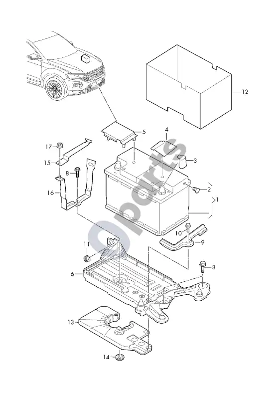 Volkswagen T-Roc akumuliatorius – schema