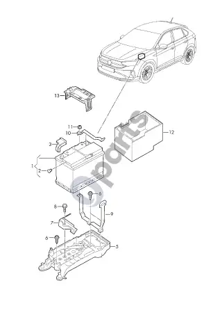 Volkswagen Taigo (2021–) Akumuliatorius – schema