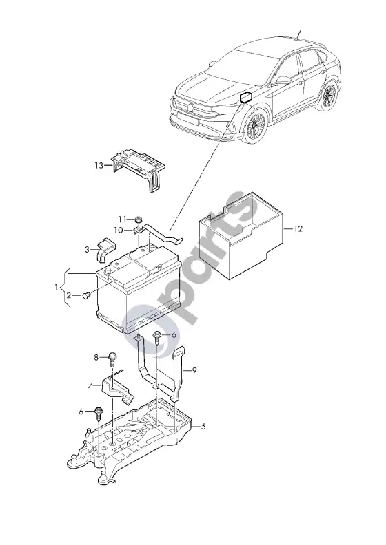 Volkswagen Taigo akumuliatorius – schema