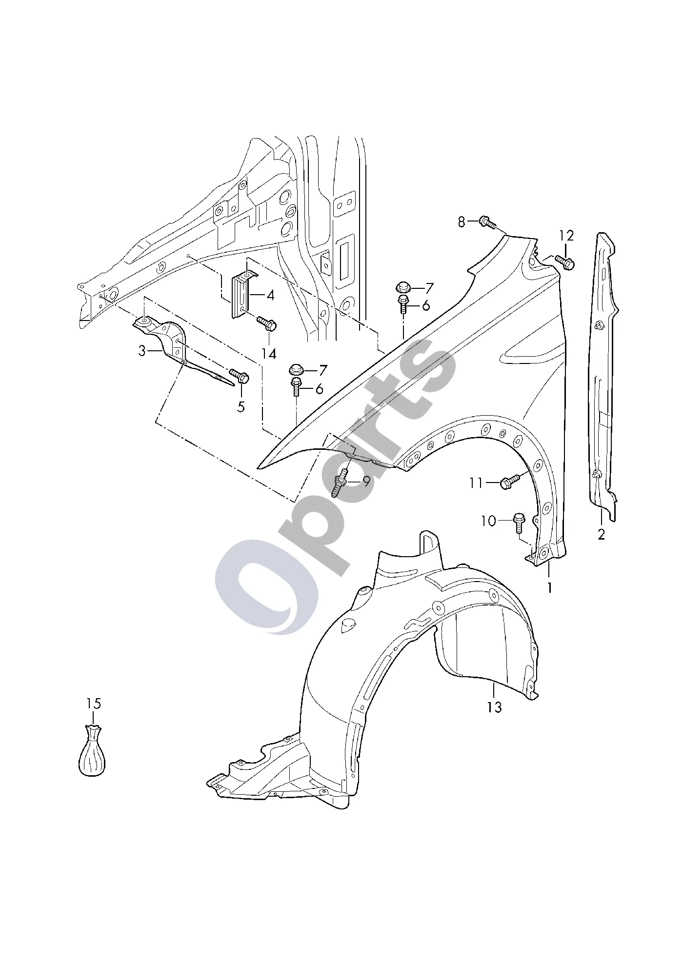 Volkswagen Taigo (2021–) Sparnas schema – pozicija 3: Sutvirtinimas