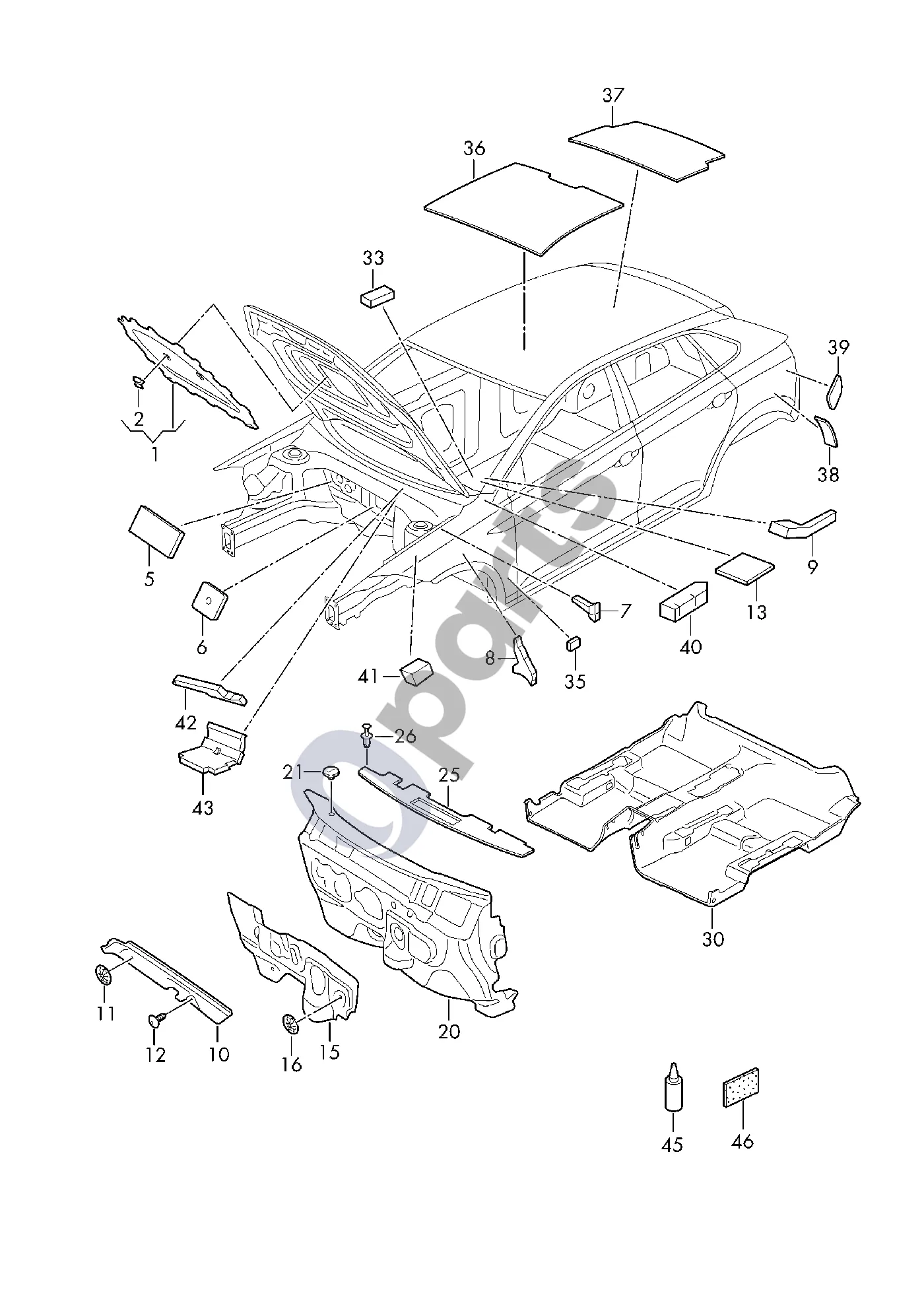 Volkswagen Taigo (2021–) Slopinimas schema – pozicija 8: Sparno izoliacija