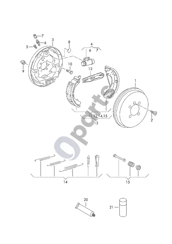 Volkswagen Up būgninis stabdys – schema