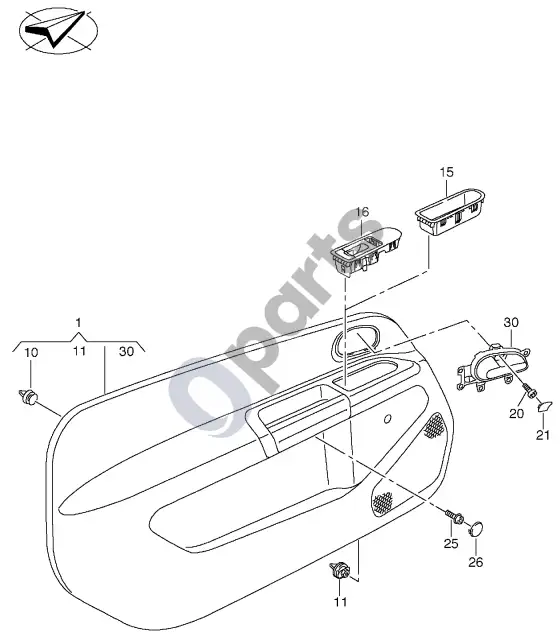 Volkswagen Up durų skydas – schema