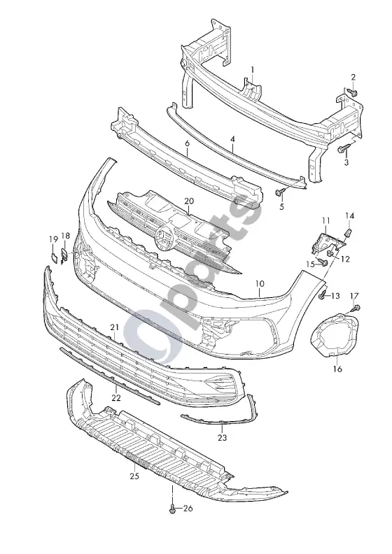 Volkswagen Virtus bamperis – schema