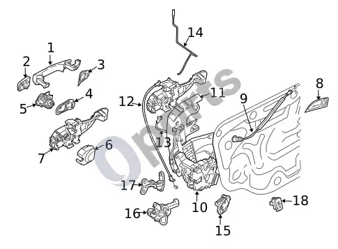Volvo S40 priekinės durys (1) – schema