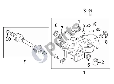 Volvo S40 ašis ir diferencialas (2008 2 4I) – schema