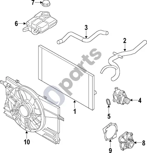 Volvo S40 aušinimo sistema (1, 2008 2 4I) – schema