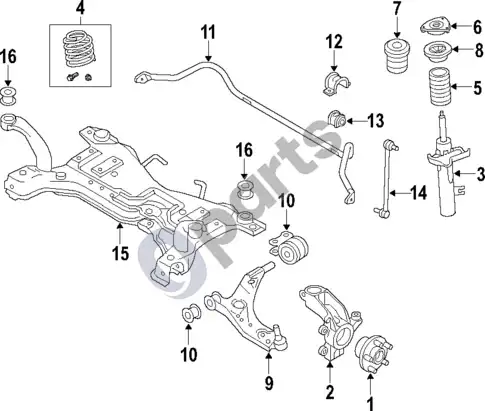 Volvo S40 priekinė pakaba (2008 2 4I) – schema