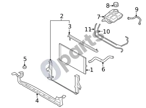 Volvo S40 radiatorius ir komponentai (1, 2008 2 4I) – schema