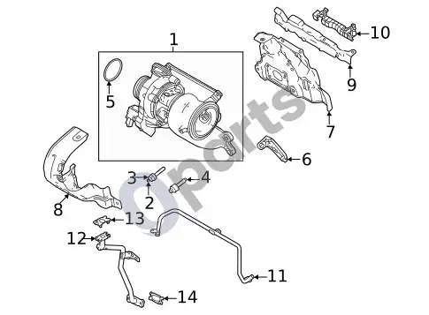 Volvo S40 turbokompresorius ir komponentai (1, 2008 2 4I) – schema
