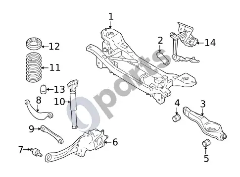 Volvo S40 galinė pakaba (1, 2008 T5) – schema