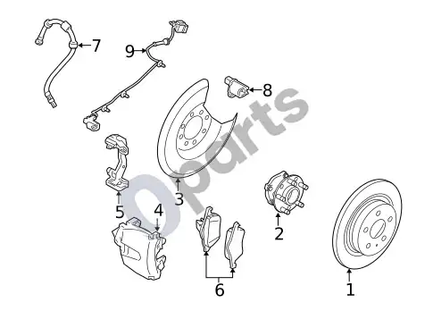 Volvo S40 galiniai stabdžiai – schema